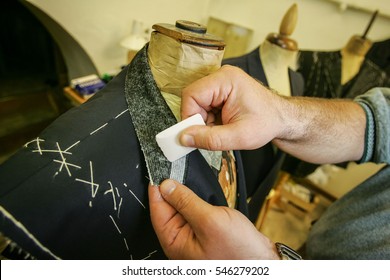 Tailor working on a made-to-measure suit jacket