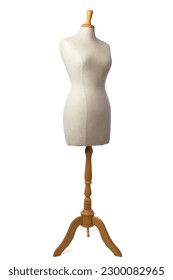 Tailor's mannequin on stand isolated on white background