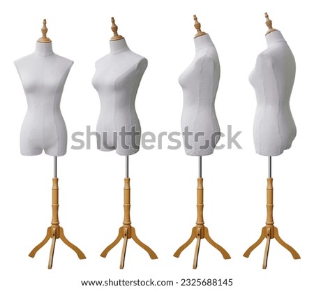 Tailor's mannequin on stand isolated on white background