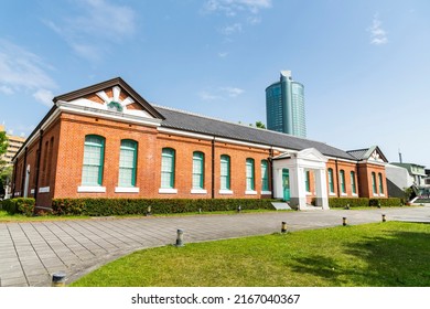 Tainan, Taiwan- April 10, 2022: Building View Of Tainan Cultural And Creative Park In Taiwan. The Red Brick Building Was The Monopoly Bureau Branch Of The Taiwan Governor's Office During Japanese Rule