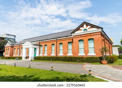 Tainan, Taiwan- April 10, 2022: Building View Of Tainan Cultural And Creative Park In Taiwan. The Red Brick Building Was The Monopoly Bureau Branch Of The Taiwan Governor's Office During Japanese Rule