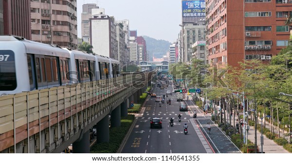 Taipei\
city, Taiwan, 28 May 2018:- Taipei city\
traffic