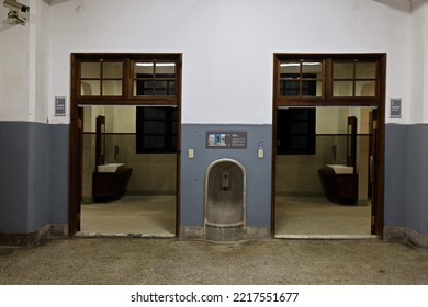 Taipei City,Taiwan - May 5th,2022: Bathroom Restroom At Songshan Cultural And Creative Park At Night