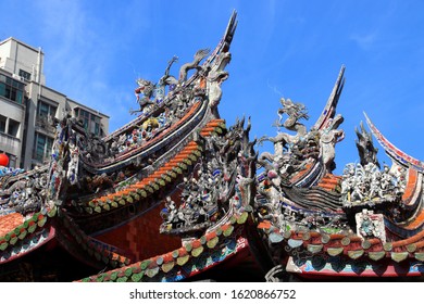 Taipei Longshan Temple In Taiwan. Chinese Folk Religion Landmark.