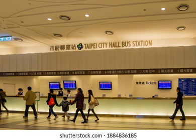 Taipei, MAR 19, 2012 - Interior View Of The Taipei City Hall Bus Station