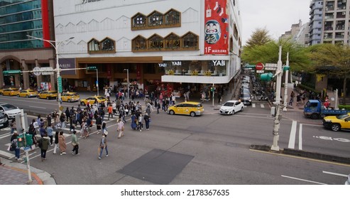 Taipei, Taiwan 20 March 2022: Zhongshan District In Taipei City