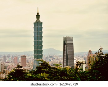 Taipei, Taiwan, 23rd October 2019: Taipei Cityscape From Elephant Mountain, In Nangang District