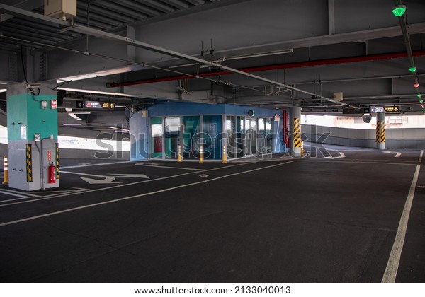 Taipei, Taiwan- 4 March 2022- access road in a\
multi-storey parking\
building