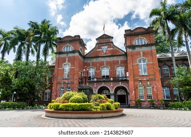 Taipei, Taiwan- August 27, 2021: Building View Of The Taipei Municipal Jianguo High School In Taiwan. The Red Brick Building Was Built In 1909 During Japanese Rule.