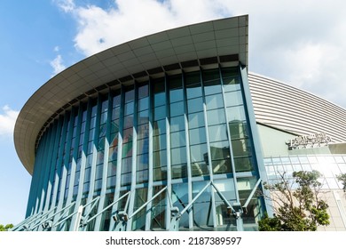 Taipei, Taiwan- August 27, 2021: Modern Building View Of The Taipei Arena In Taiwan, It Is A Multifunctional Indoor Gymnasium.