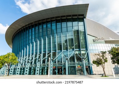 Taipei, Taiwan- August 27, 2021: Modern Building View Of The Taipei Arena In Taiwan, It Is A Multifunctional Indoor Gymnasium.