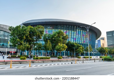 Taipei, Taiwan- August 27, 2021: Modern Building View Of The Taipei Arena In Taiwan, It Is A Multifunctional Indoor Gymnasium.