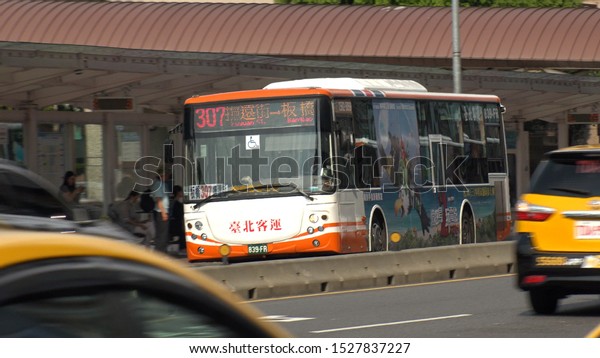 TAIPEI, TAIWAN - CIRCA AUGUST 2019 : View of regular\
route city bus.