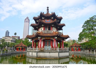 Taipei, Taiwan - December 10, 2019: Cui Heng Chamber (Chinese Pavilion) at 228 Peace Memorial Park.