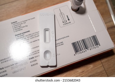 Taipei, Taiwan - May 4, 2022: Standard Q COVID-19 Ag Test Manufactured By FORA. Rapid Antigen Test Kit. Medical Device For Covid-19 Antigen Self Test. Coronavirus Infection Detection Kit.