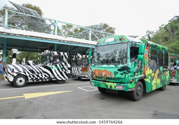 Taipei, Taiwan -\
October 24, 2016 : Sightseeing car in Taipei Zoo or Muzha Zoo is a\
public zoological garden in Wenshan District, It is the most famous\
zoological garden in\
Taiwan.