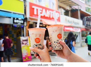 Taipei, Taiwan: September 2nd 2017- The Bubble Tea Brand TEATOP Is Very Popular In Taipei, Taiwan.