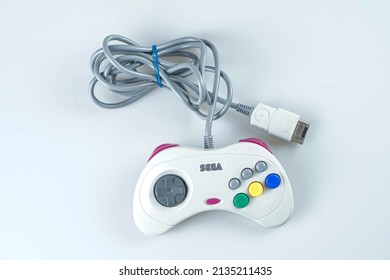 Taipei,Taiwan-Mar 10 2022:Sega Saturn Controller Isolated On White Background