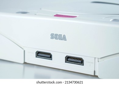 Taipei,Taiwan-Mar 10 2022:Sega Saturn Model HST 3220 Isolated On White Background