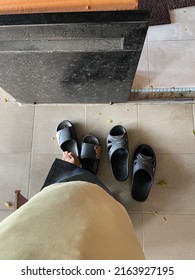 Taiping, Malaysia, 5 June 2022 - A Matching Couple Flip Flops