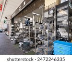 Taito Ward, Tokyo, Japan - May 11, 2024: Kappabashi Dougu Street. It is a shopping street lined with kitchen-related wholesalers.