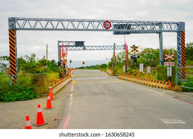 Taitung, Taiwan - Jan. 23, 2020: Taimali railroad crossing. The scene is similar to Japanese cartoon animation Slam Dunk.