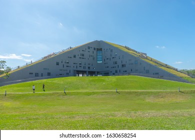Taitung, Taiwan - Jan. 23, 2020: The library of National Taitung University. The website of an internationally renowned architect ranks it as the first place among the top 8 beautiful libraries in the