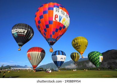 Taitung, Taiwan-Jul 22,2013:  Balloons  In Luye Gaotai During Taiwan International Balloon Fiesta