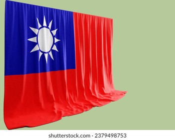 Taiwan Flag Curtain in 3D Rendering called Flag of Taiwan
