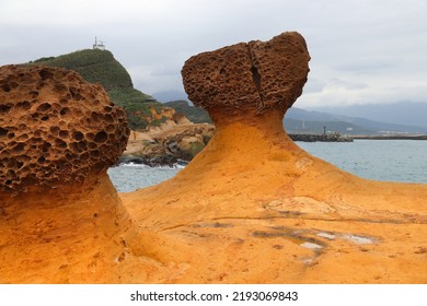 Taiwan Landscape. Bizarre Rock Formations At Yehliu Geopark Near Taipei.