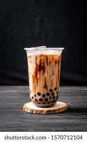 Taiwan Milk Tea With Bubble On Wood Table