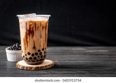 Taiwan Milk Tea With Bubble On Wood Table