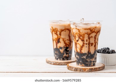 Taiwan Milk Tea With Bubble On Wood Table