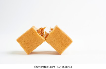 Taiwan Pineapple Pastry Pie Cake On White Background, Front View.