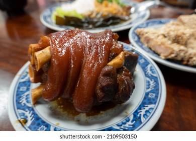 taiwanese braised pork feet, traditional food in a restaurant - Shutterstock ID 2109503150