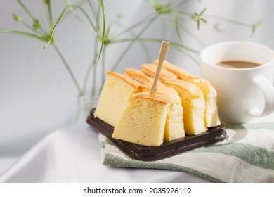Taiwanese traditional sponge cake with coffee cup