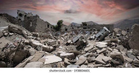 Taiz _ Yemen _ 21 Feb 2017 : 
 Yemeni house destroyed because of the Yemen war, Taiz