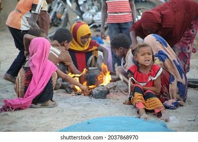 Taiz, Yemen- 04 Feb 2021 : A poor girl lives in a displacement camp in Taiz, Yemen
