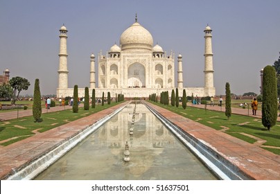 Taj Mahal in Agra, India. It was built by Mughal emperor Shah Jahan in memory of his third wife, Mumtaz Mahal