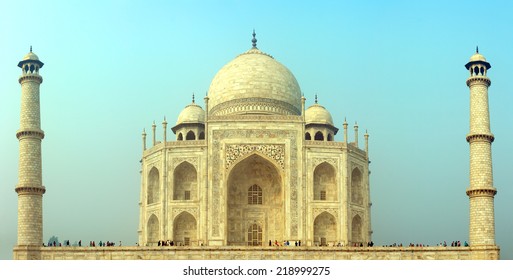 Taj Mahal - famous mausoleum in Agra India in morning light  - Shutterstock ID 218999275