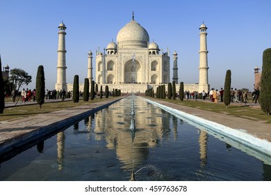 Taj Mahal, India - January 2013. View of the Taj Mahal and the reflecting pool.