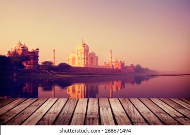 Taj Mahal India Seven Wonders Travel Destination Concept - Shutterstock ID 268671494