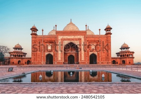 Taj Mahal Mausoleum Main Gate in Agra City, India