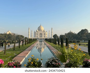 Taj mahal morning mirror flowers - Powered by Shutterstock