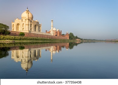 Taj Mahal On The Banks Of The Yamuna River