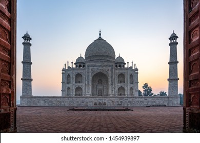 The Taj Mahal At Sunrise With No People 