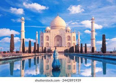 Taj Mahal, a UNESCO World Heritage Site, cloudy day, Agra, India - Powered by Shutterstock