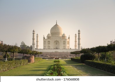 Taj Mahal View From Across The Mehtab Bagh Or The Moonlight Garden 