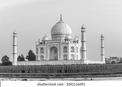 Taj Mahal From Yamuna River In Sunset