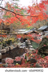 Takaragawa Onsen Hot Spring With Colorful Trees In Autumn, Japan